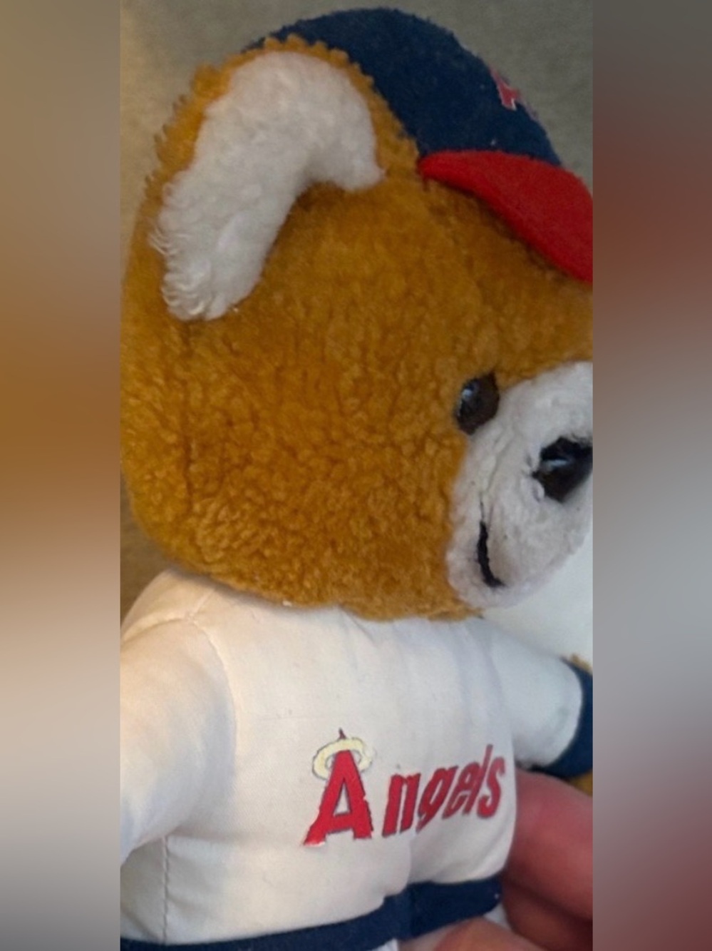 Angels Stuffed Bear with Red and Blue Accents vintage. 1960s
